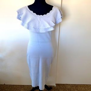 Eliza J baby blue off the shoulder dress